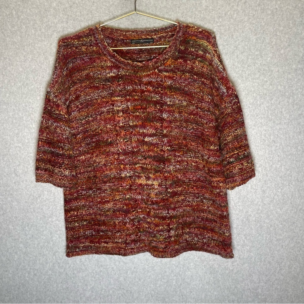 Peruvian Connection Alpaca Wool Blend Fisherman Cable Knit Pull Over Sweater